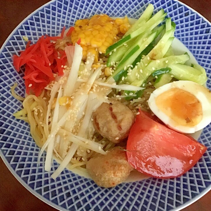 焼き鳥つくねの冷やし中華。
